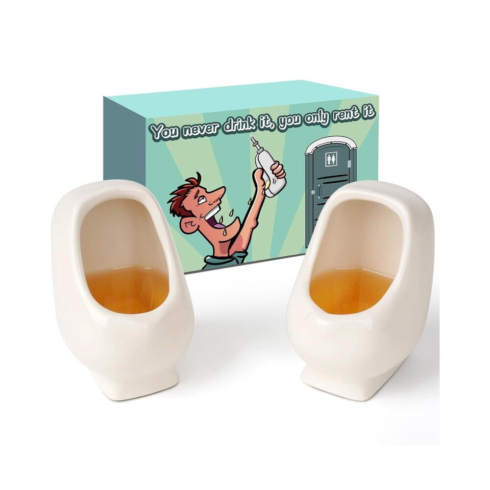 Fairly Odd Novelties Urinal Shot Glasses Set of 2 - 1.5oz. Ceramic Toilets
